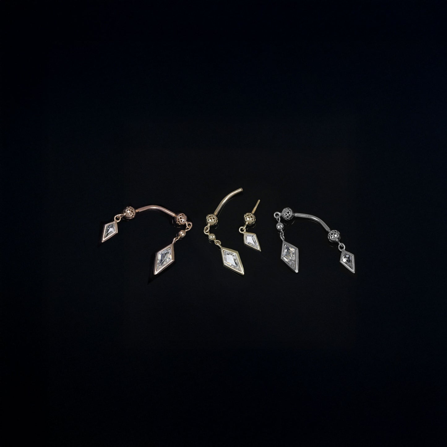 Riké • Double Diamond Flip Curved Barbell