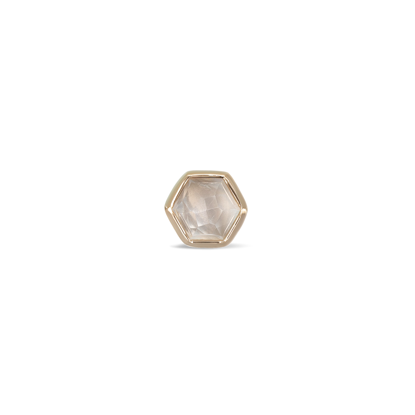 Aria • 14K Gold Honeycomb Gemstone Threadless Ends • Grey Moonstone