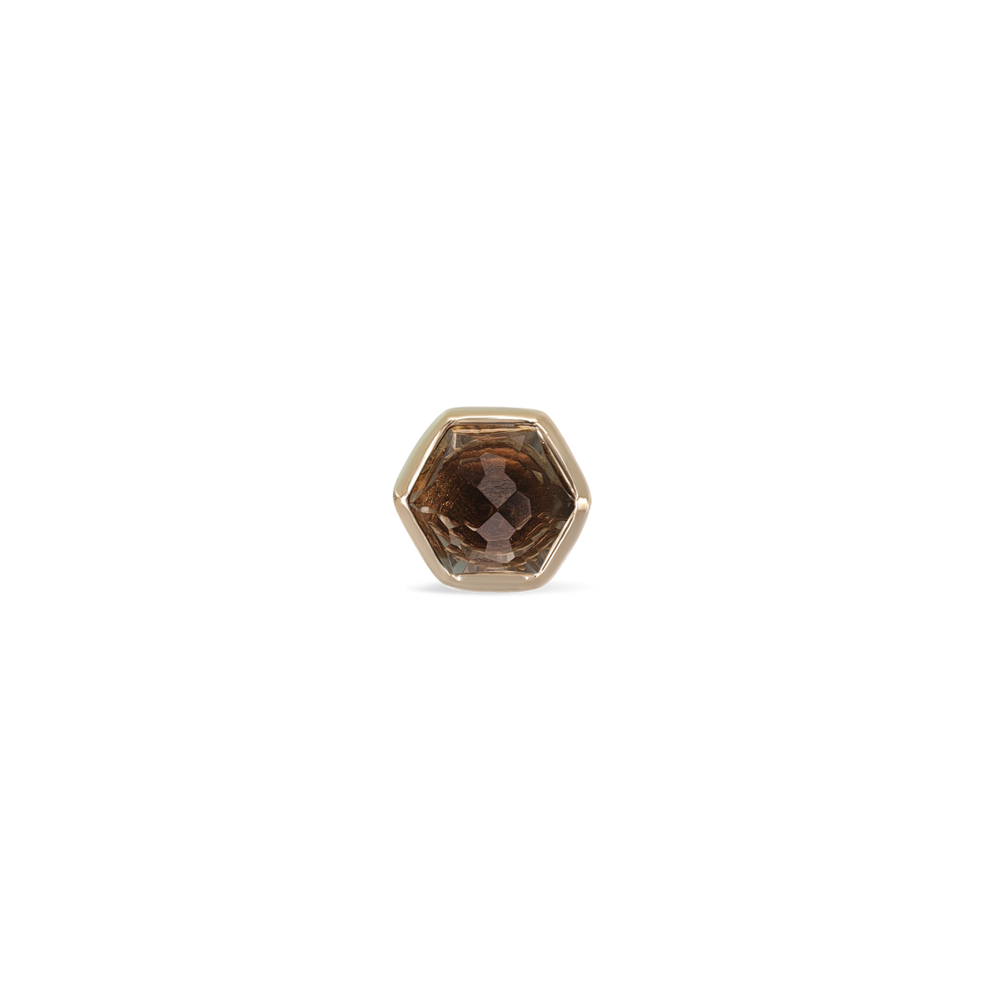 Aria • 14K Gold Smoky Quartz Threadless Ends • HoneyComb