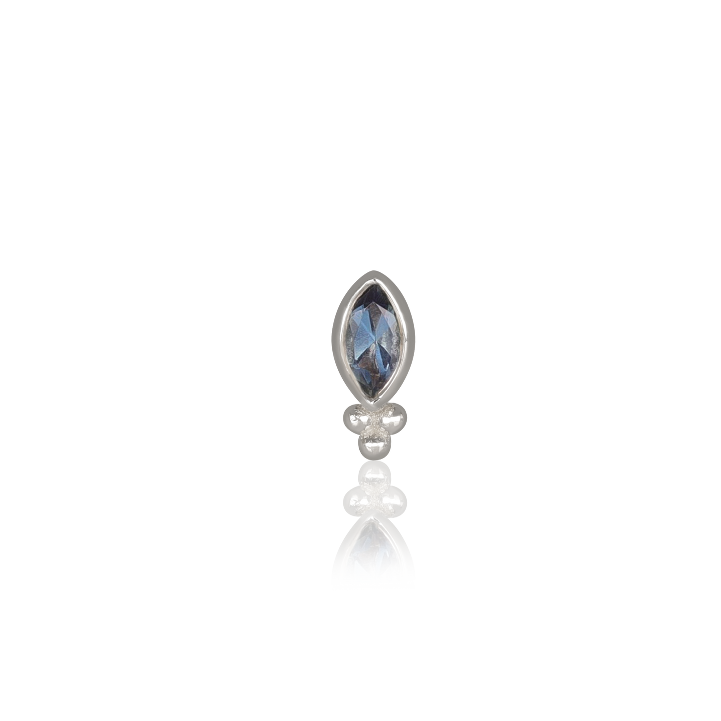 Rue • 14K White Gold Tiny Marquise Cluster Gemstone Flat Back Stud