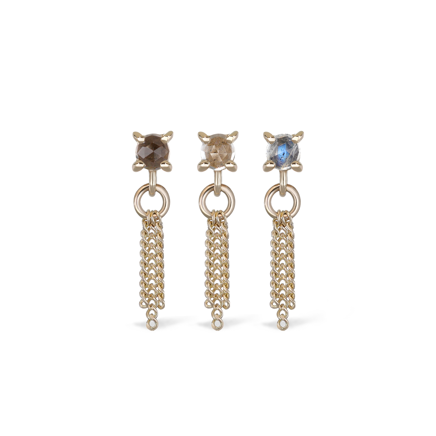 Breeze • 2mm Rose Cut Gemstone 3-Chain Tassel