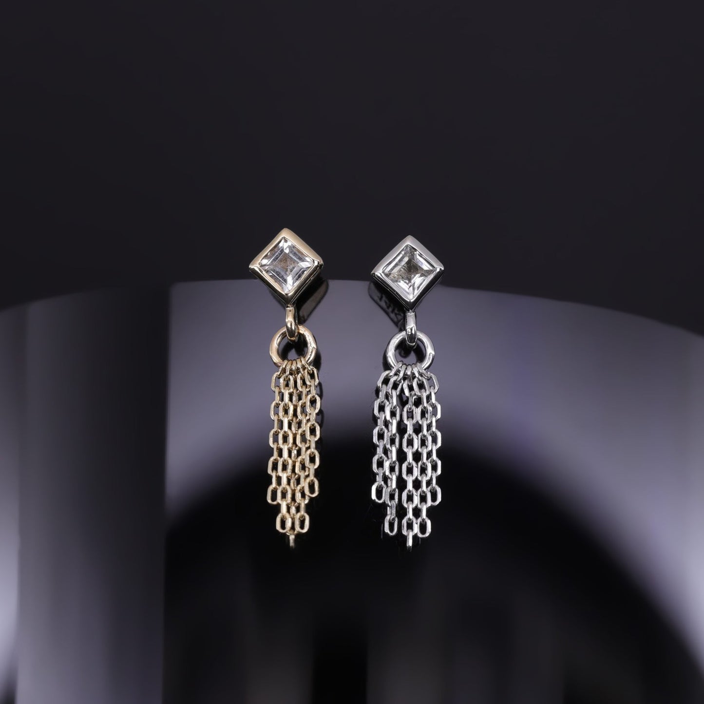 Miel • White Topaz 5 Fine Cable Chain Tassel