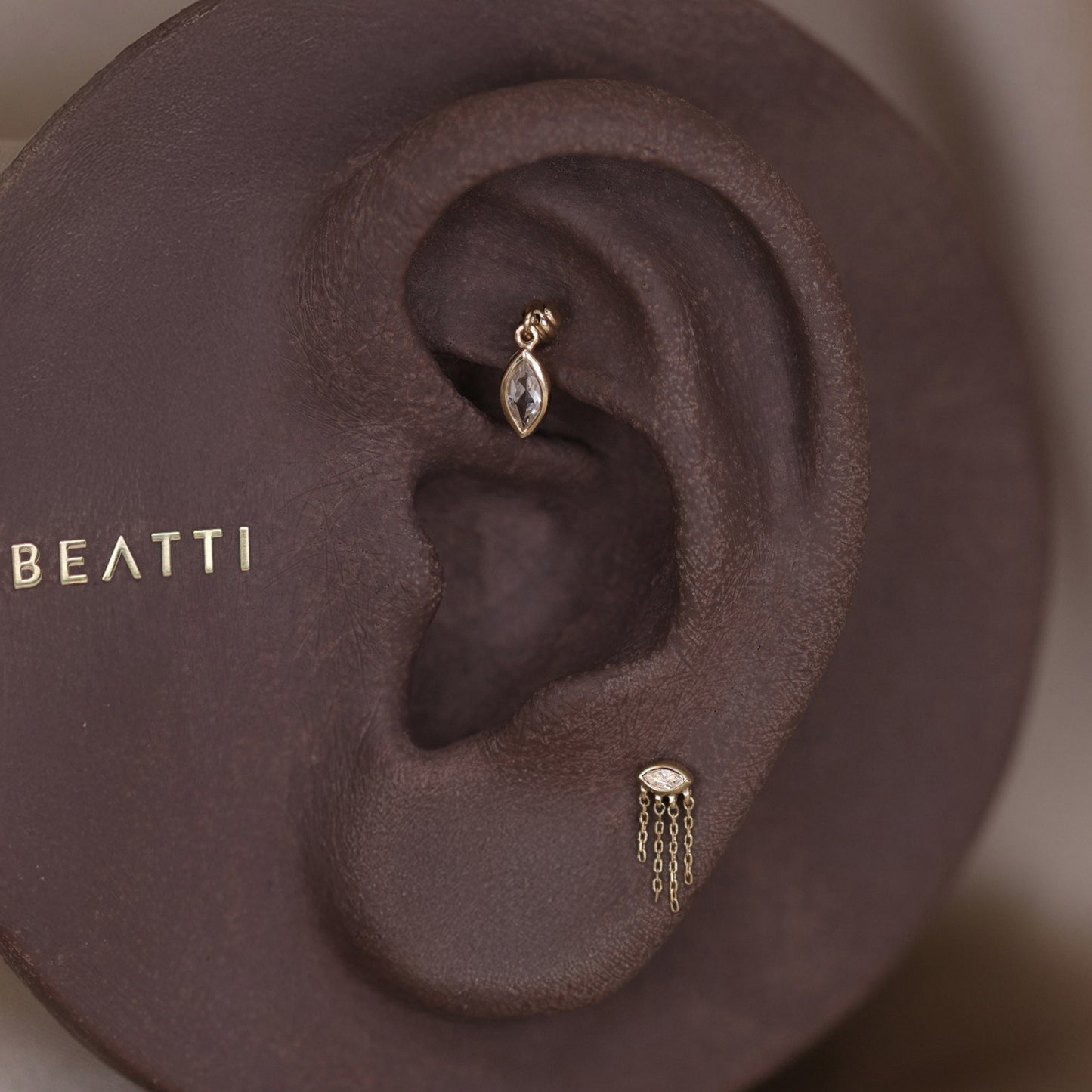 Misty Dew • 14K Solid Gold Natural Gemstone Threadless Stud