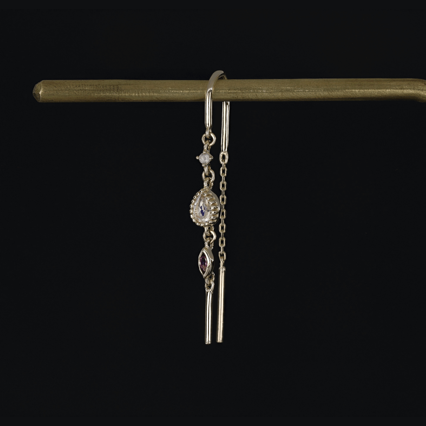 Celene • 14K Gold Multi-Gemstone Hoop Threaders