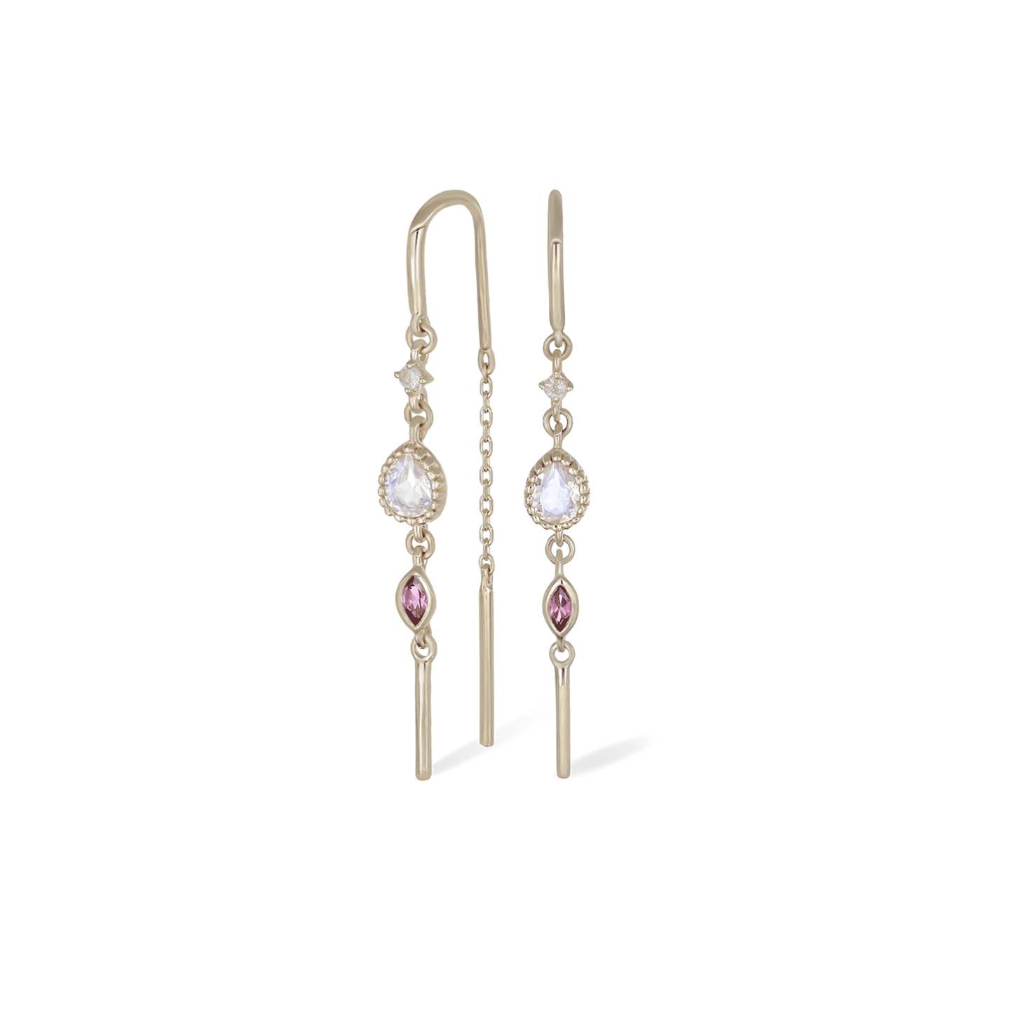 Celene • 14K Gold Multi-Gemstone Hoop Threaders