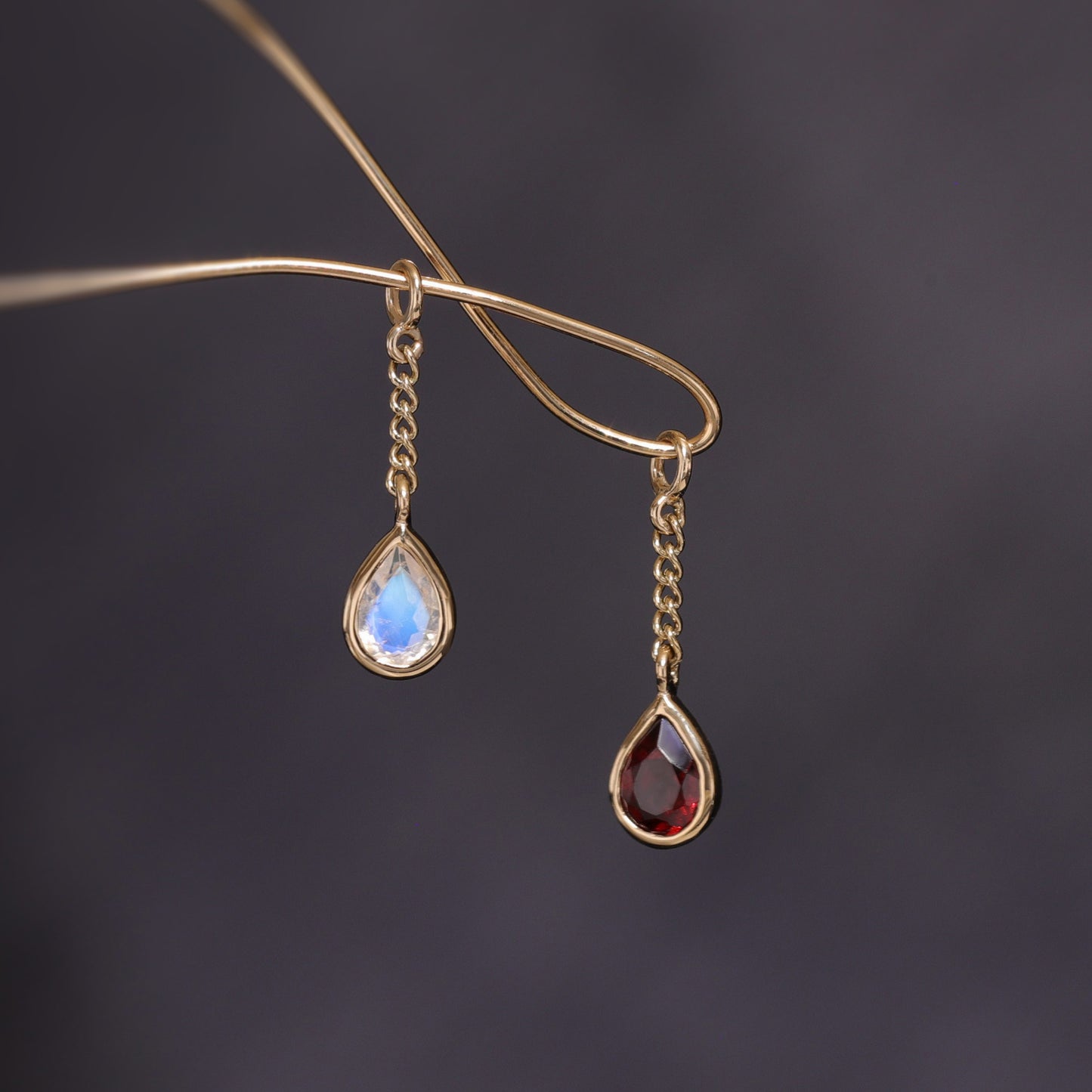 Juno • Teardrop Gemstone Chain Charm