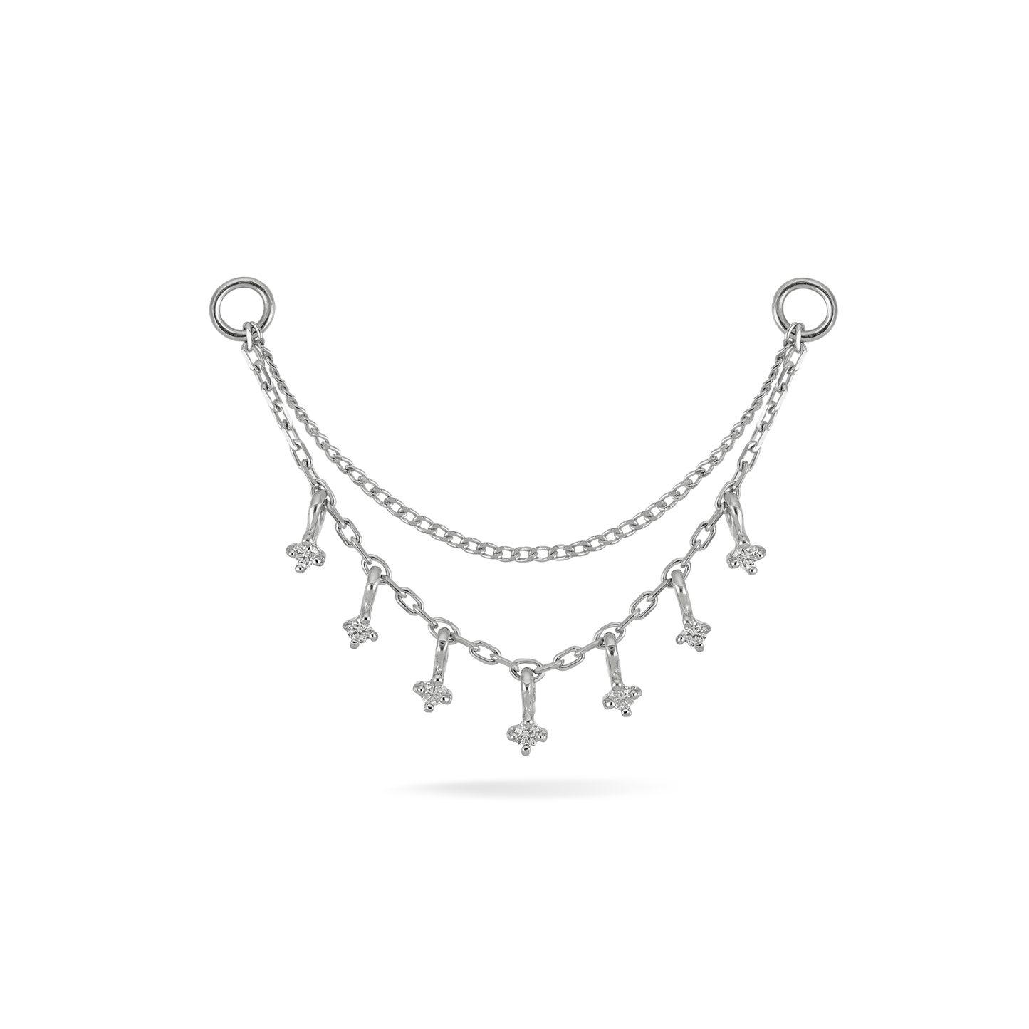Ember Tiny Diamond Charm Double Chain 36mm