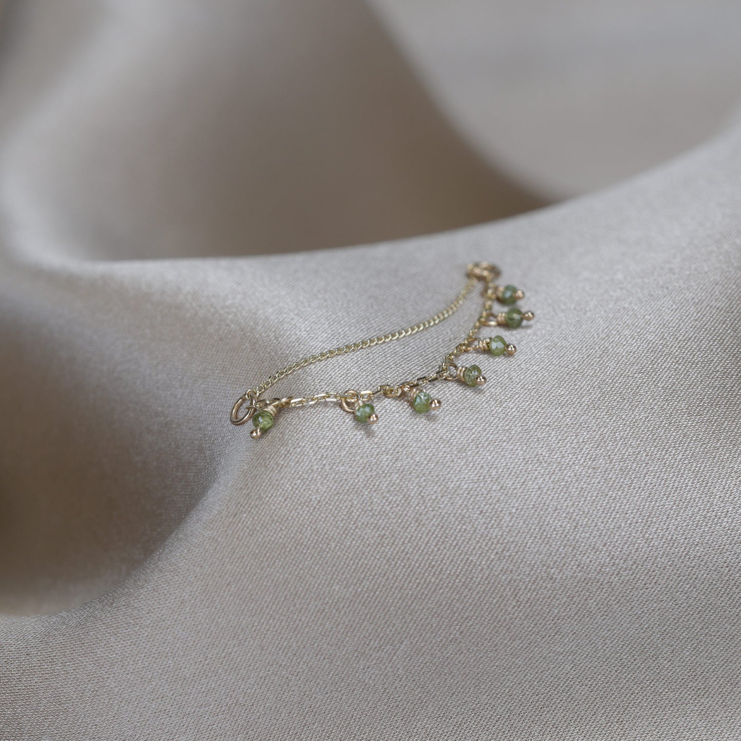 Santal III • Green Diamond Beads Double Drape Chain