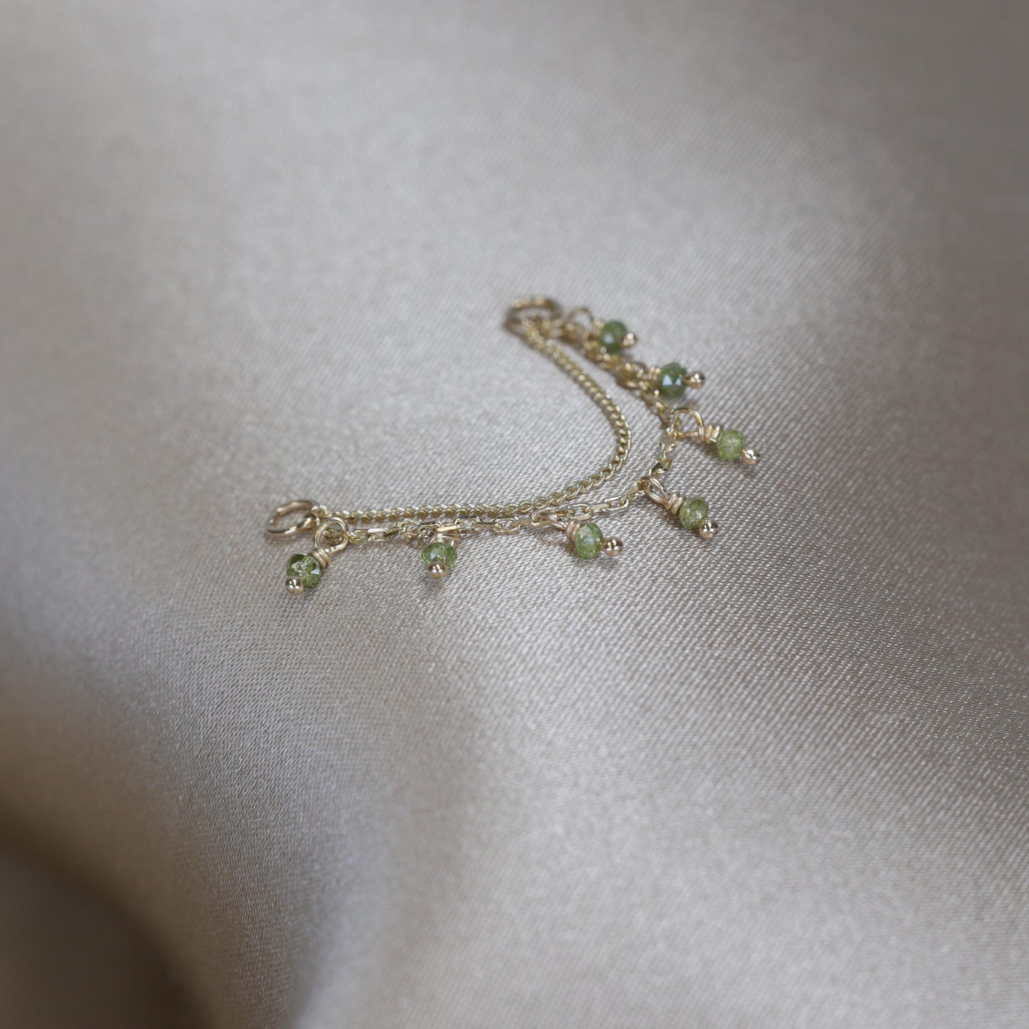 Santal III • Green Diamond Beads Double Drape Chain