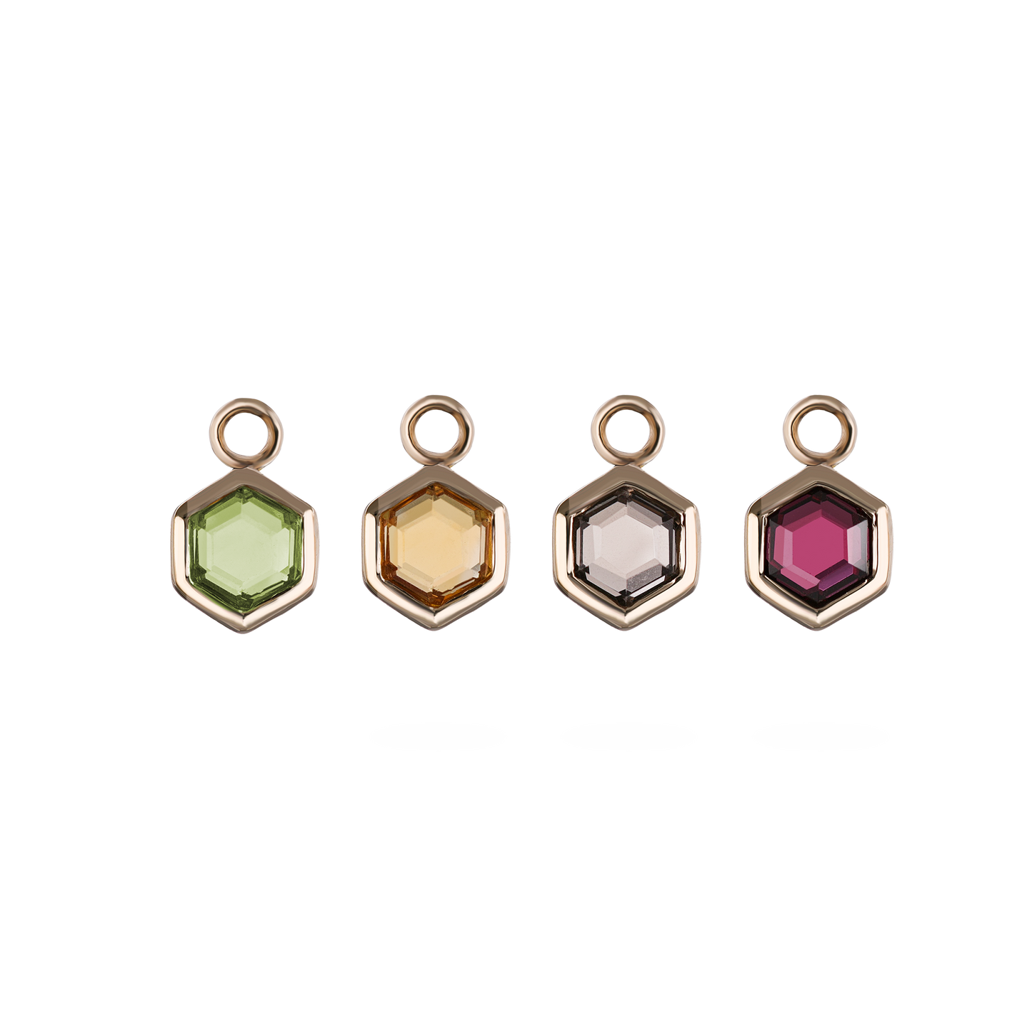 Ela • 14K Gold Hexagon Gemstone Hoop Charm