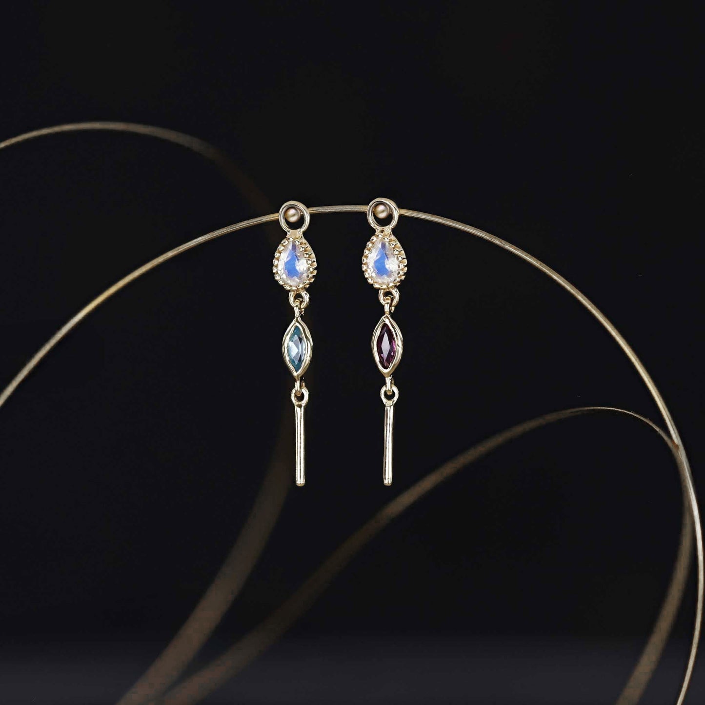 Celene • MultiGemstone Bar Drop Charm