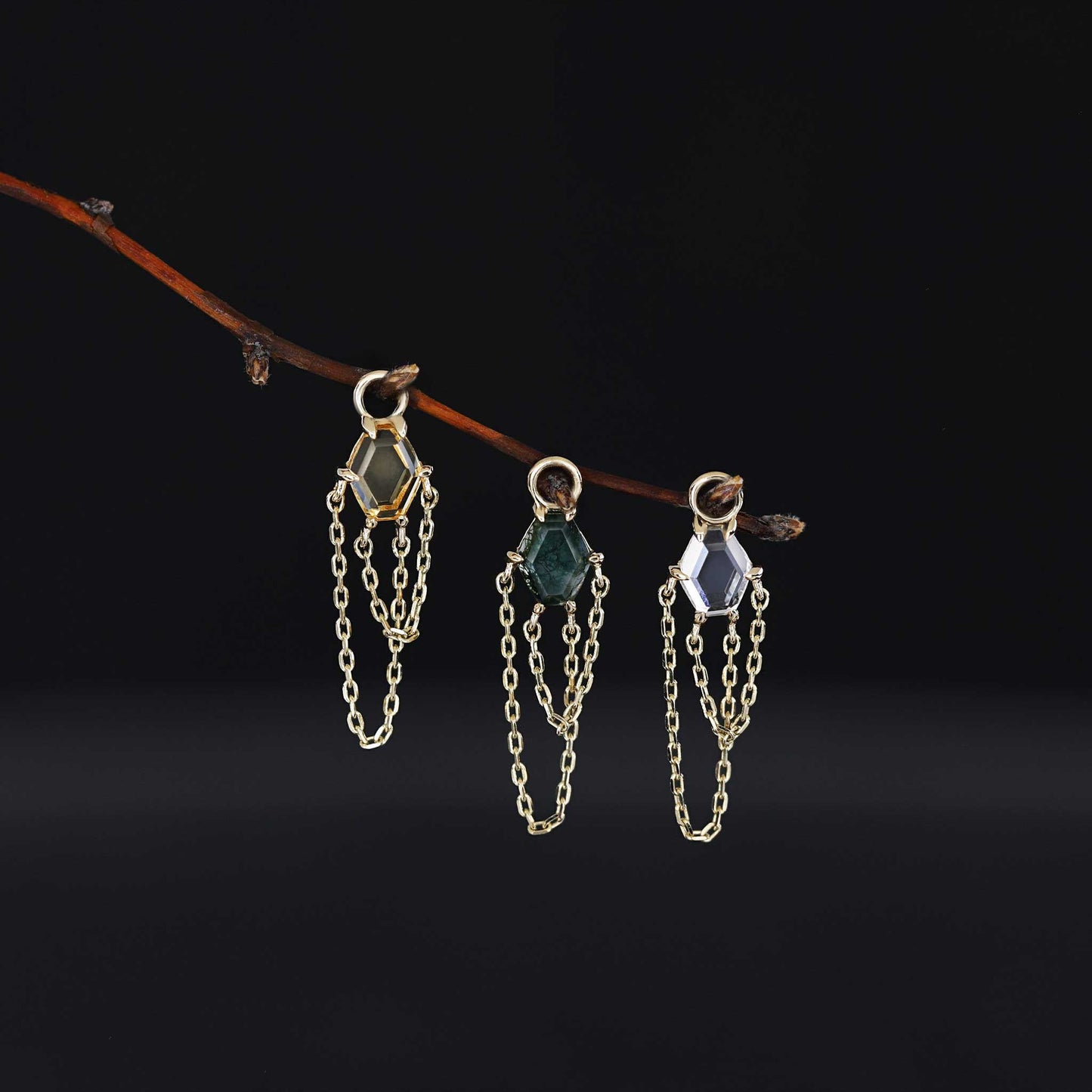 Hexabel • Gemstone Double Tassel Chain Charm
