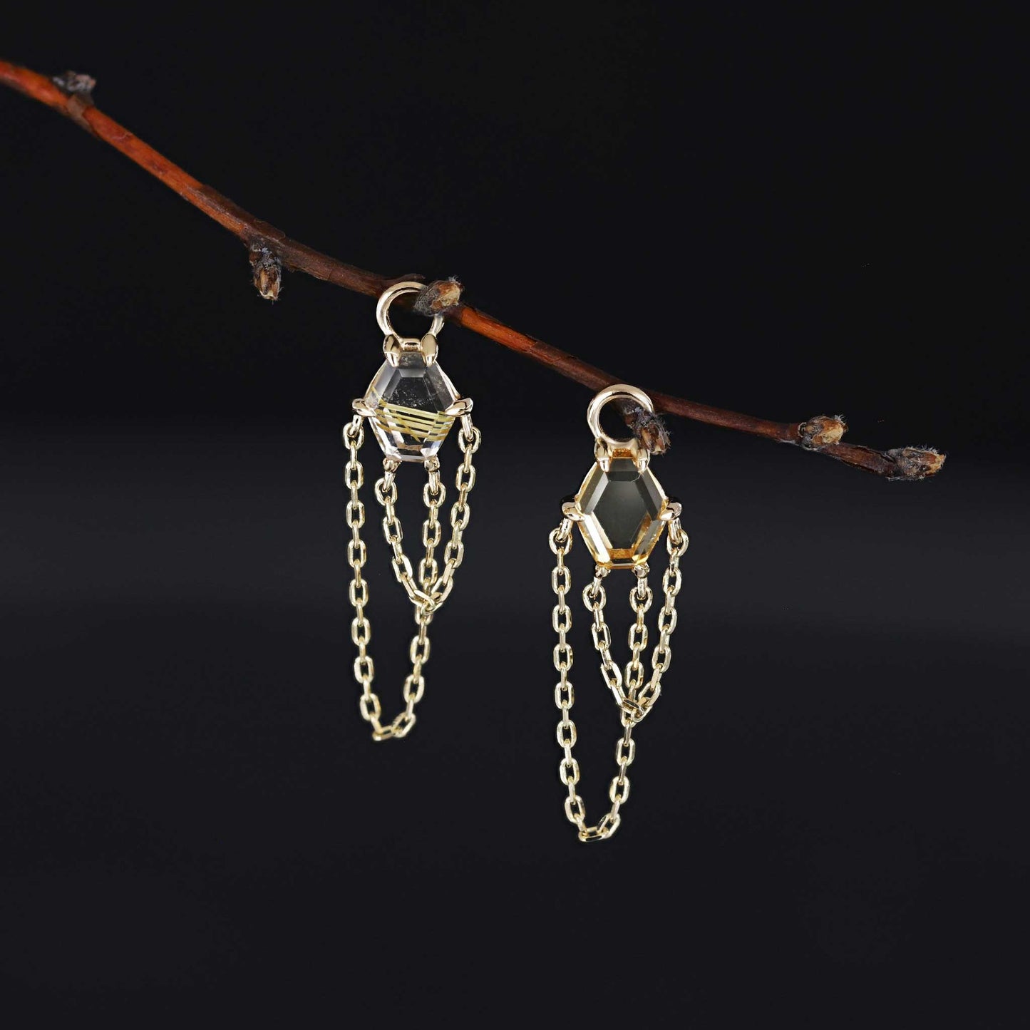 Hexabel • Gemstone Double Tassel Chain Charm