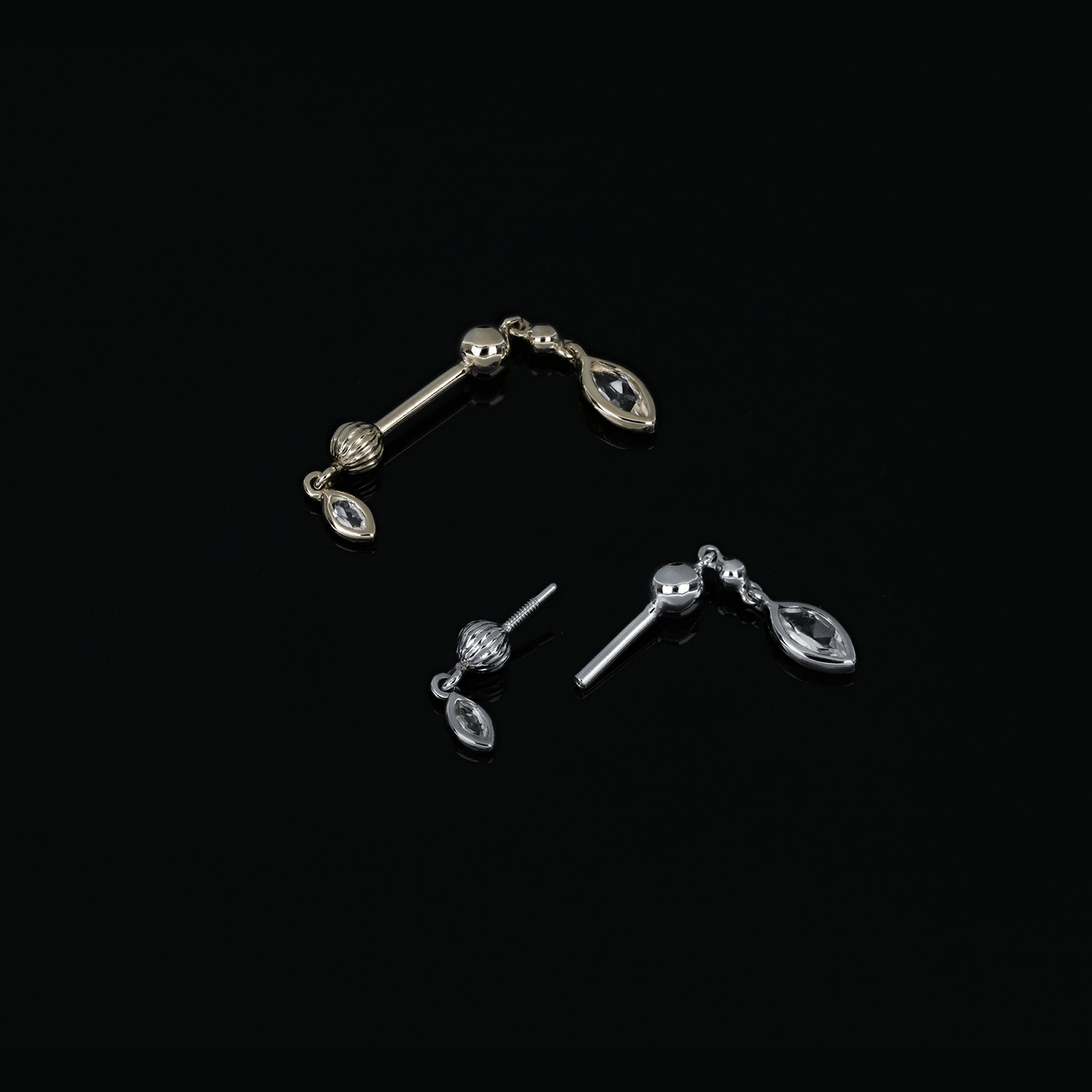 Vira • Marquise Gemstone Double Barbell Internally Threaded