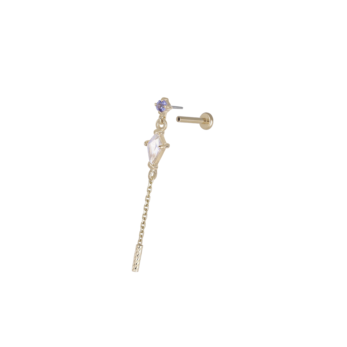 Aery • Kite Gemstone & Textured Gold Bar Drop Threadless End
