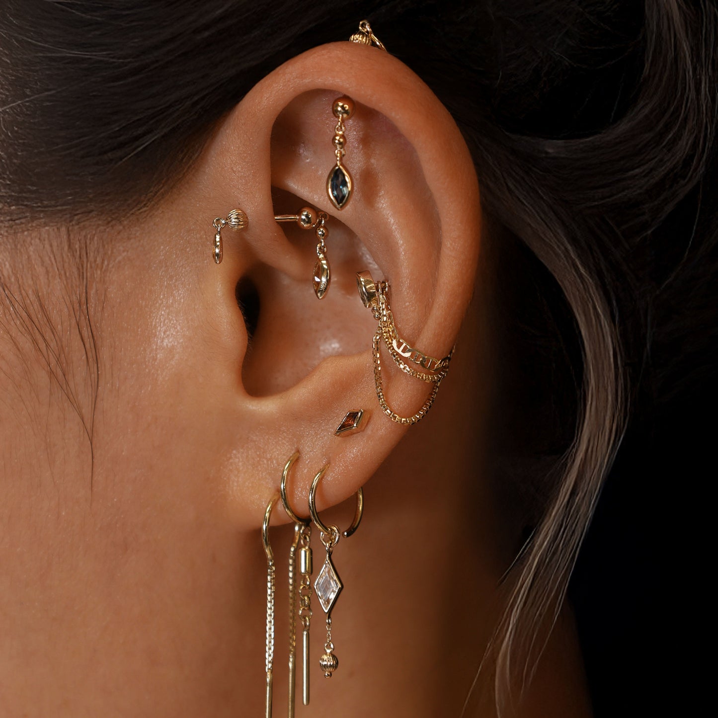 Vira • Marquise Gemstone Double Barbell Internally Threaded