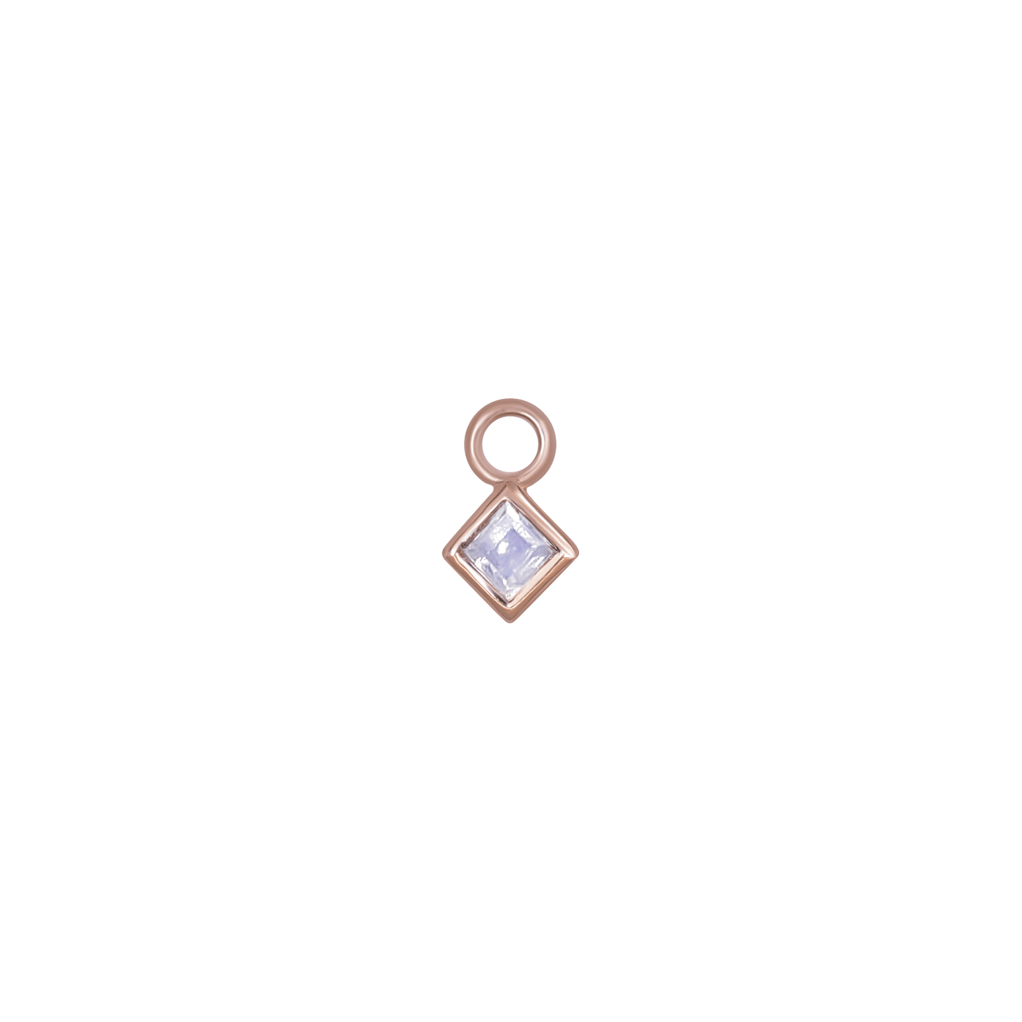 Neo 14K Gold Princess Cut Gemstone Hoop Charm