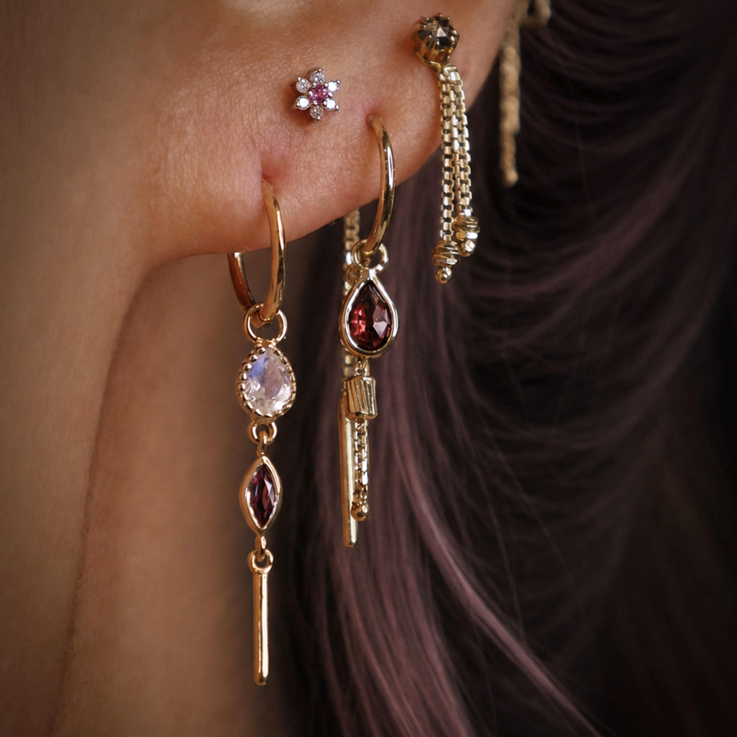 Celene • MultiGemstone Bar Drop Charm