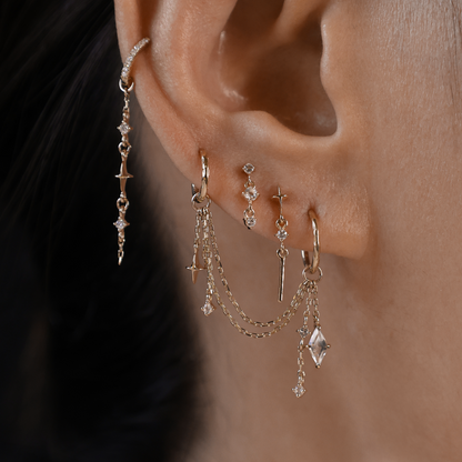 Orion • Three-Stone Drop Flat Back Stud