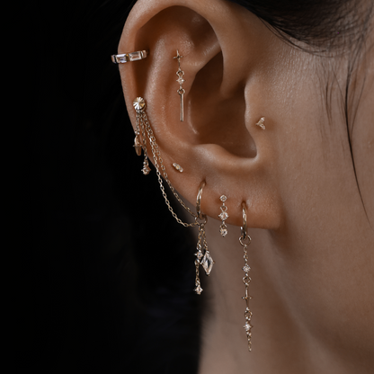Orion • Three-Stone Drop Flat Back Stud