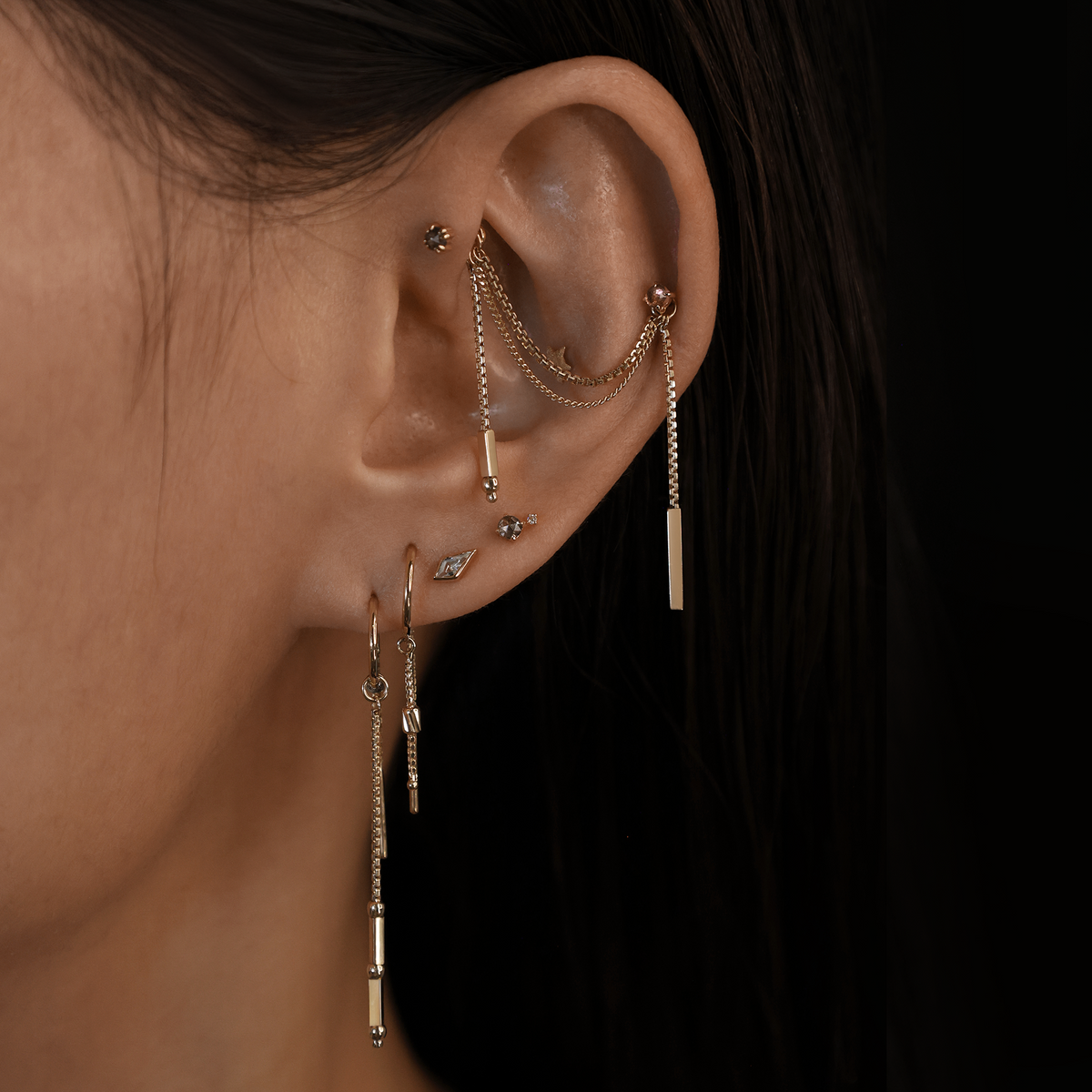 Parallel • 14K Gold Double Chain Attachement