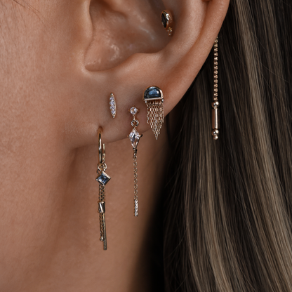 Aery • Kite Gemstone & Textured Gold Bar Drop Threadless End