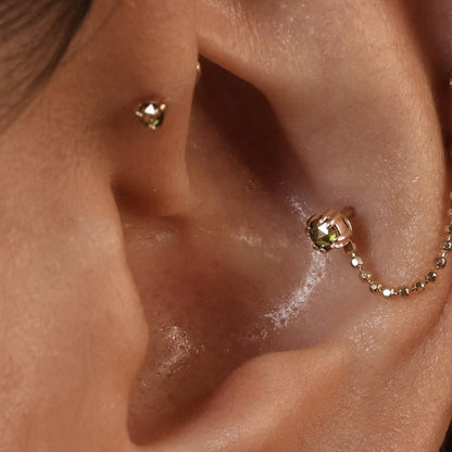 2mm Rose Cut Diamond 3-Prong Threadless End