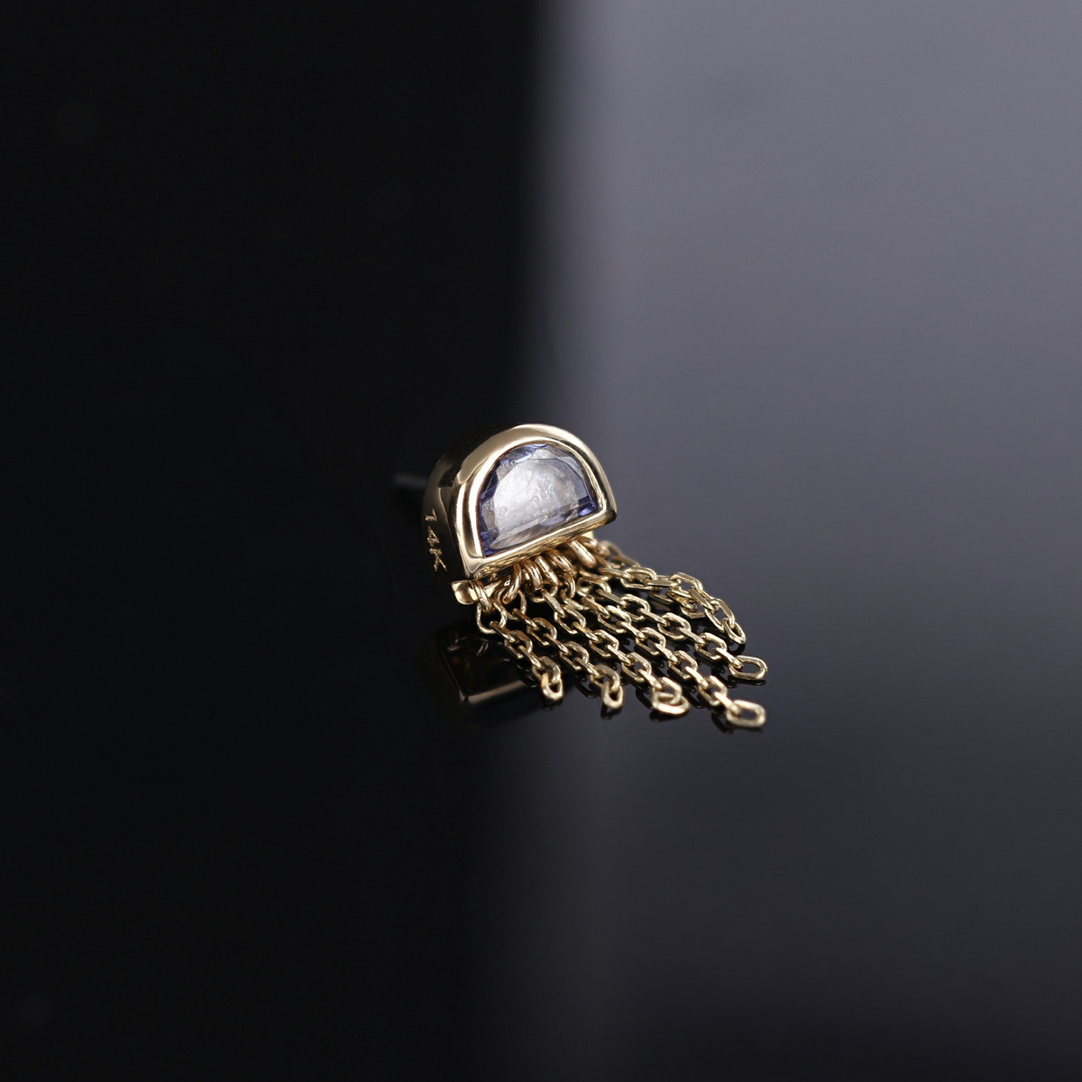 Moonjelly • Natural Gemstone Chain Tassel Flat Back Stud
