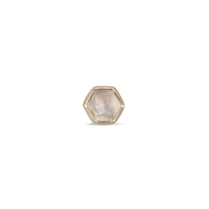 Aria •  14K Gold Honeycomb Gemstone Threadless Ends • Grey Moonstone