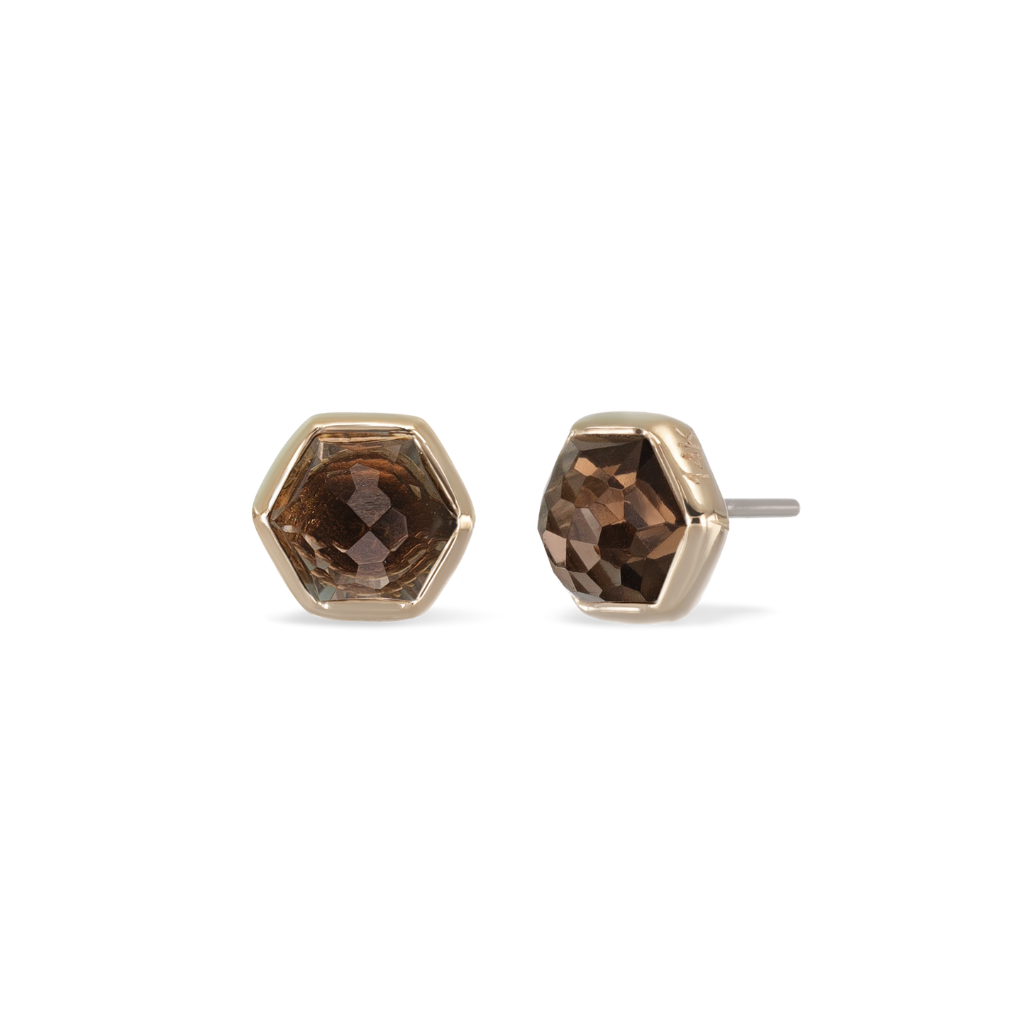 Aria •  14K Gold Smoky Quartz Threadless Ends • HoneyComb