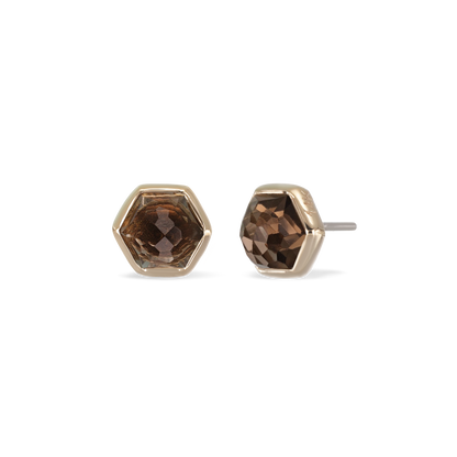 Aria •  14K Gold Smoky Quartz Threadless Ends • HoneyComb