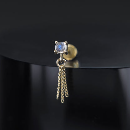 Breeze • 2mm Rose Cut Gemstone 3-Chain Tassel