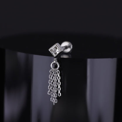 Miel • White Topaz 5 Fine Cable Chain Tassel