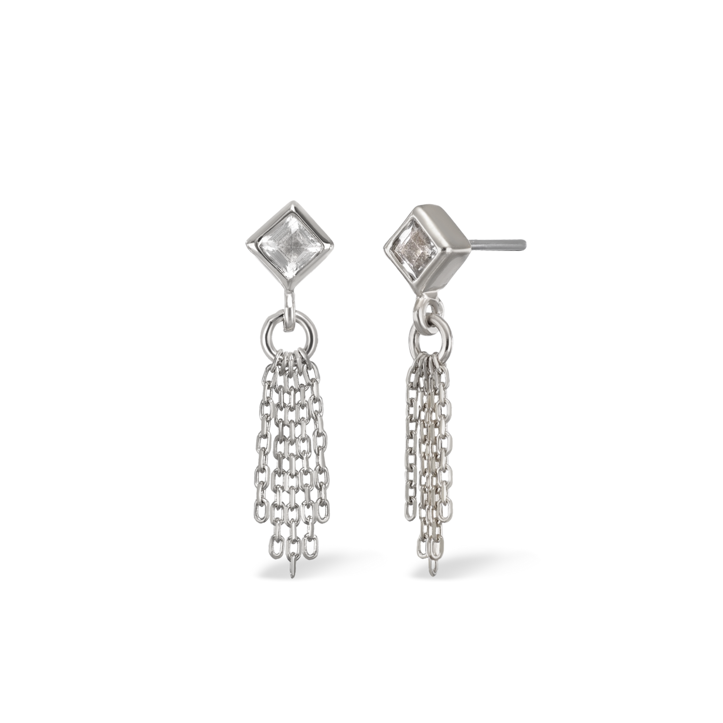 Miel • White Topaz 5 Fine Cable Chain Tassel