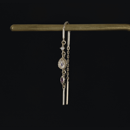 Celene • 14K Gold Multi-Gemstone Hoop Threaders