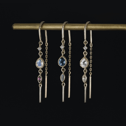 Celene • 14K Gold Multi-Gemstone Hoop Threaders