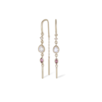 Celene • 14K Gold Multi-Gemstone Hoop Threaders