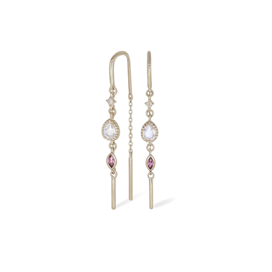 Celene • 14K Gold Multi-Gemstone Hoop Threaders