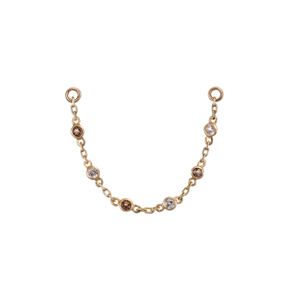 14K Gold Tiny Bezel Multi Gemstone Chain Attachment