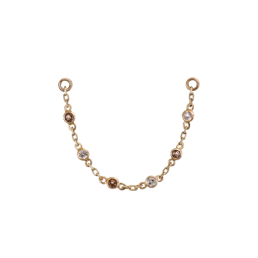 14K Gold Tiny Bezel Multi Gemstone Chain Attachment