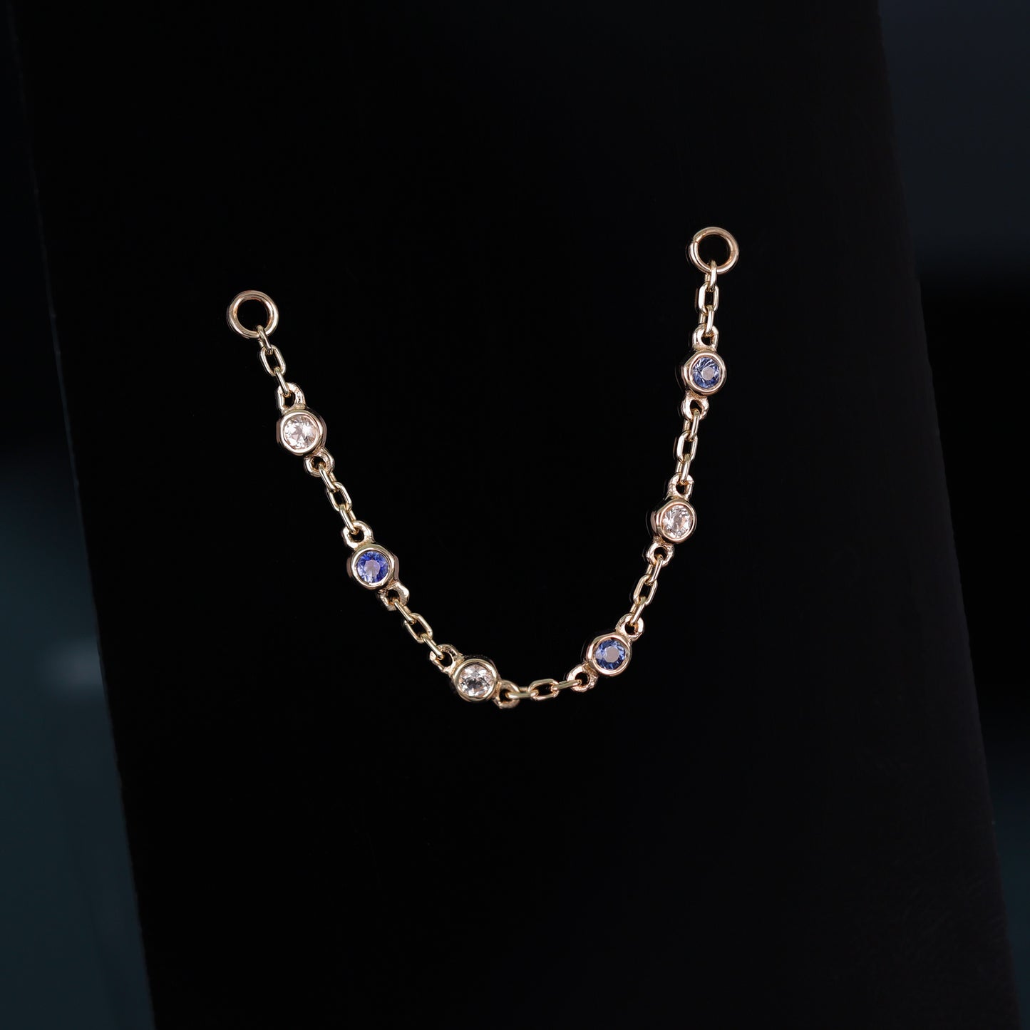 14K Gold Tiny Bezel Multi Gemstone Chain Attachment