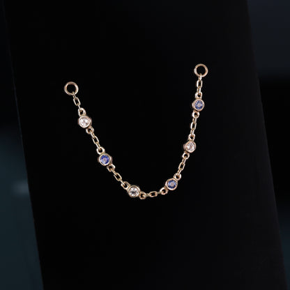 14K Gold Tiny Bezel Multi Gemstone Chain Attachment