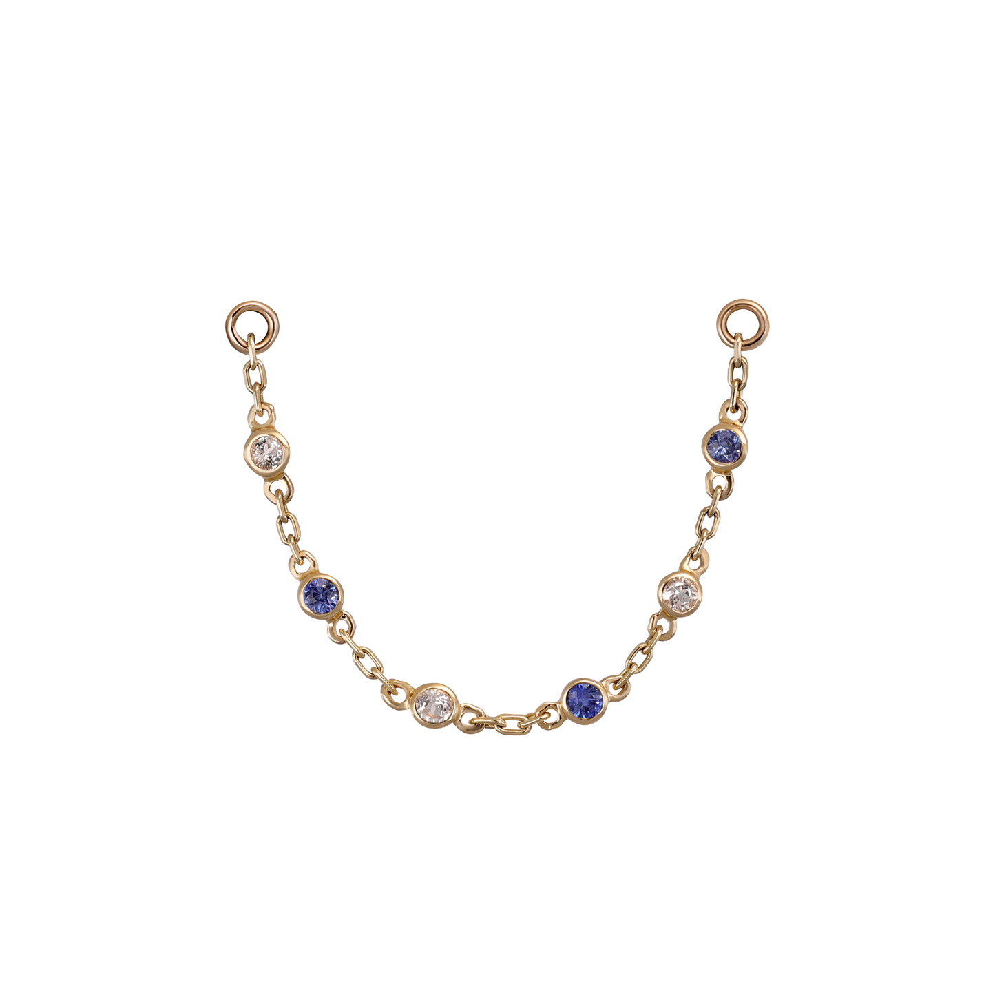 14K Gold Tiny Bezel Multi Gemstone Chain Attachment