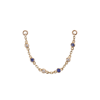 14K Gold Tiny Bezel Multi Gemstone Chain Attachment