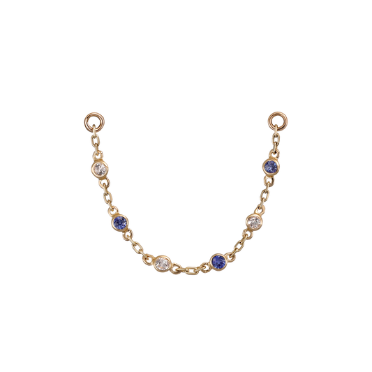 14K Gold Tiny Bezel Multi Gemstone Chain Attachment