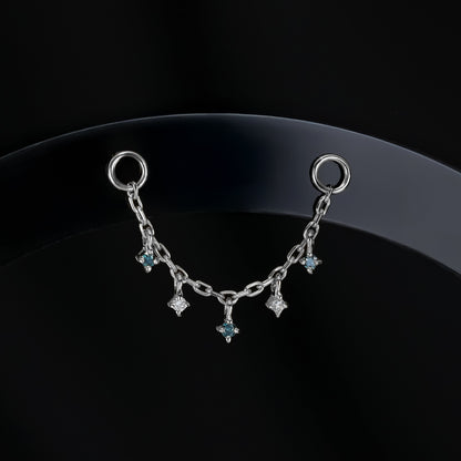 Ember Blue and White Diamond Dangle Chain