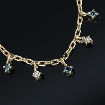 Ember Blue and White Diamond Dangle Chain