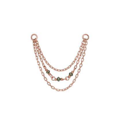 Sisley • Green Diamond Bead Triple Cable Chain