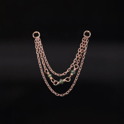 Sisley • Green Diamond Bead Triple Cable Chain