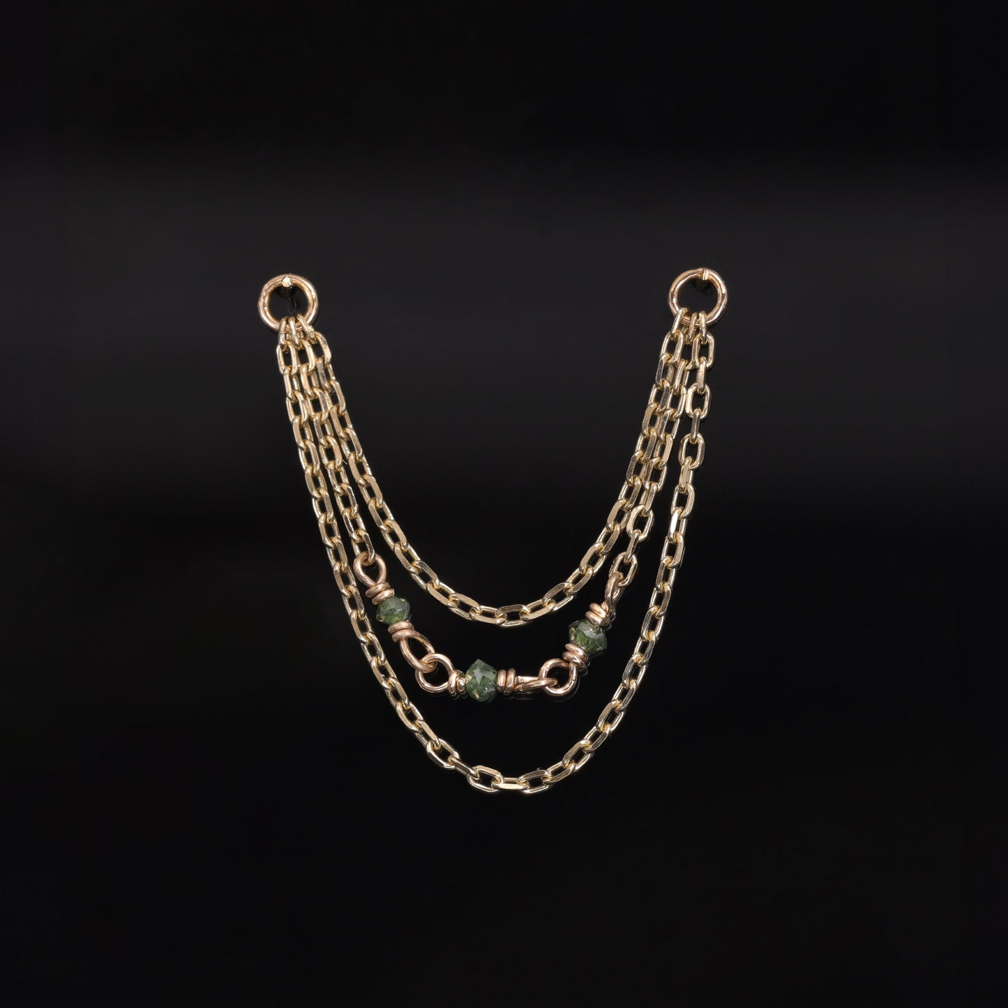 Sisley • Green Diamond Bead Triple Cable Chain